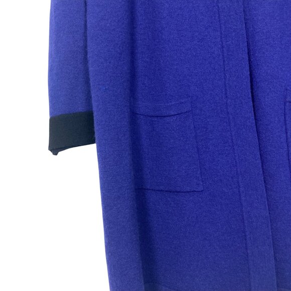 Chicos Wool Kendall Colorblock Coatigan Cardigan 3 XL Blue Black Classic Long - Picture 8 of 13